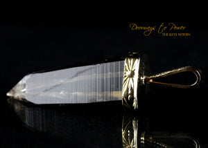 Lemurian Light Language Laser Quartz Crystal Pendant 22k