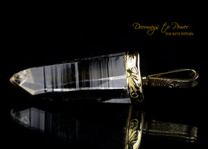 Lemurian Light Language Laser Quartz Crystal Pendant 22k