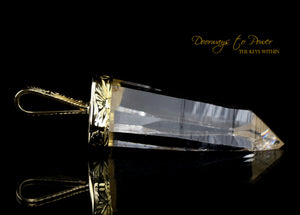Lemurian Light Language Laser Quartz Crystal Pendant 22k