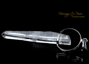 Lemurian Seed Laser Quartz Crystal Pendant & Green Tourmaline