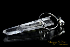 Lemurian Seed Laser Quartz Crystal Pendant & Green Tourmaline