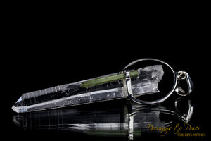 Lemurian Seed Laser Quartz Crystal Pendant & Green Tourmaline
