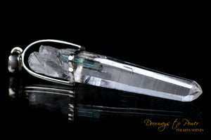Lemurian Seed Laser Quartz Crystal Pendant & Green Tourmaline