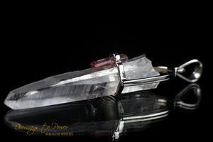 Lemurian Seed Pink Tourmaline Quartz Crystal Pendant