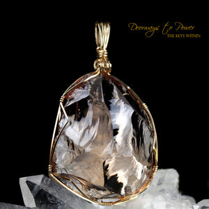 Lemurian Ethereum Gold Andara Crystal Pendant 14k