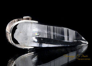 Lemurian Laser Light Language Crystal Pendant .999 Fine Silver