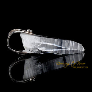 Lemurian Laser Light Language Crystal Pendant .999 Fine Silver