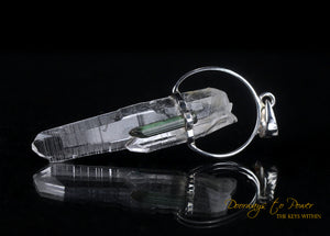 Lemurian Laser Quartz Green Tourmaline Crystal Pendant