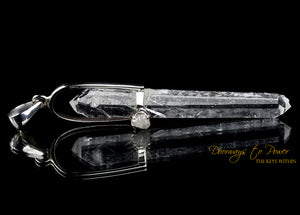 Lemurian Laser Quartz Phenacite Crystal Pendant SS