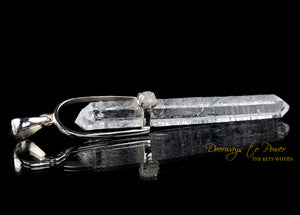 Lemurian Laser Quartz Phenacite Crystal Pendant SS