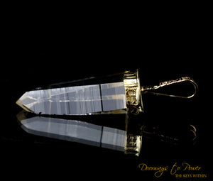 Lemurian Light Language Crystal Pendant 22k