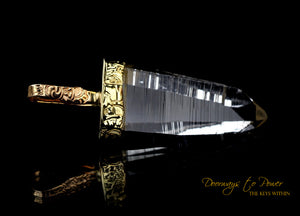 Lemurian Light Language Crystal Pendant 22k