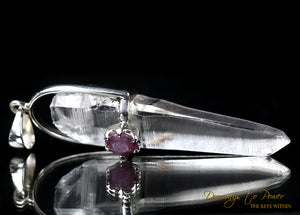 Lemurian & Ruby Laser Quartz Crystal Pendant