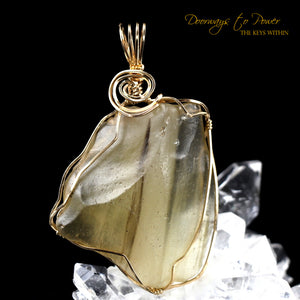Libyan Desert Glass Crystal Pendant 14k