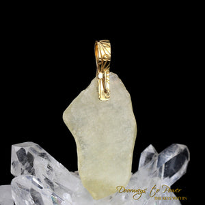 Libyan Desert Glass Light Language Pendant 14k