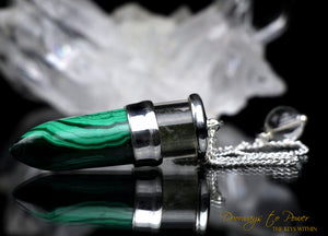 Malachite & Moldavite Pendulum .925 Sterling Silver
