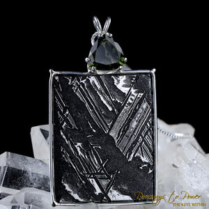 Meteorite & Moldavite Tektite Pendant SS