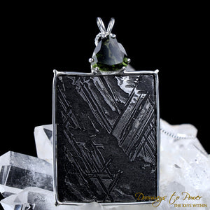 Meteorite & Moldavite Tektite Pendant SS