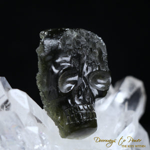 Moldavite Hand Carved Crystal Skull Axiomar Leandro De Souza