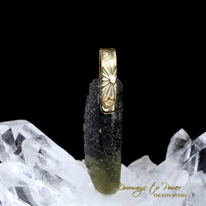 Moldavite Light Language Pendant 14k