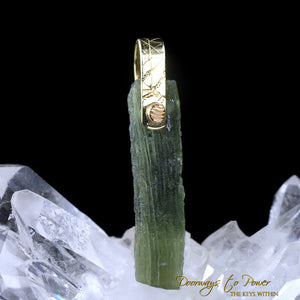 Moldavite Light Language Pendant 14k