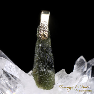 Moldavite Light Language Pendant 14k