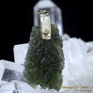 Moldavite Light Language Pendant 14k