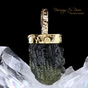 Moldavite Light Language Pendant 22k