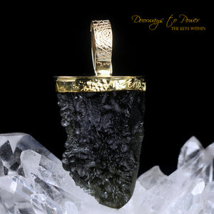 Moldavite Light Language Pendant 22k