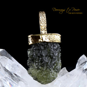 Moldavite Light Language Pendant 22k