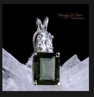 Moldavite Phenacite Crystal Pendant