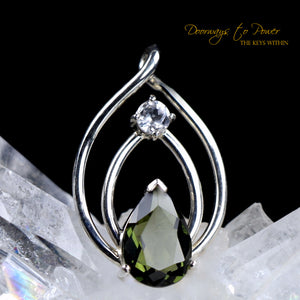 Moldavite & Phenacite Celestial Crystal Pendant SS