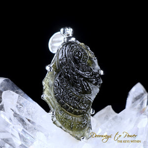 Moldavite Tektite Dragon Crystal Pendant SS