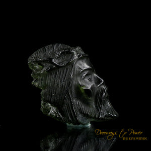 Moldavite Tektite Jesus Hand Carved King of Kings 'Museum Quality'