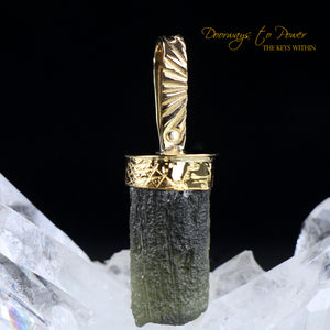 Moldavite Light Language Pendant 22k