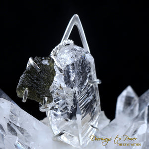 Moldavite Tektite Satyaloka Azeztulite Crystal Pendant SS