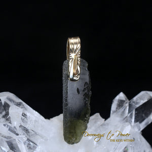 Moldavite Light Language Pendant 14k