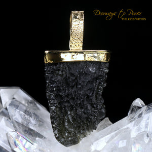 Moldavite Light Language Pendant 22k