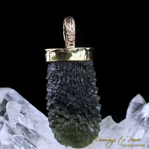Moldavite Light Language Crystal Pendant 22k