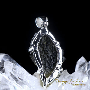 Moldavite Tektite Dragon Crystal Pendant SS