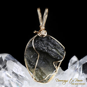 Moldavite Tektite Dragon Pendant 14k 'Collectors Quality'