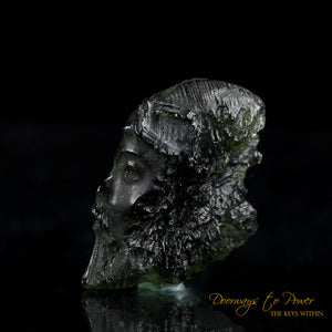 Moldavite Tektite Jesus Hand Carved King of Kings 'Museum Quality'