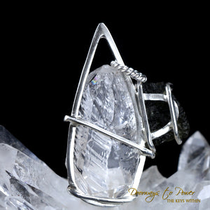 Moldavite Tektite Satyaloka Azeztulite Crystal Pendant SS