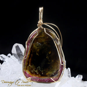 Multi Color Tourmaline Crystal Pendant 14k
