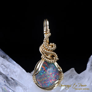 Mystical Opal Meditative Light Crystal Pendant 14k