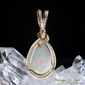 Mystical Opal Meditative Light Crystal Pendant 14k