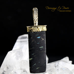 Nuummite Light Language Crystal Pendant ™ 22k Gold