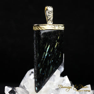 Nuummite Light Language Crystal Pendant ™ 22k Gold