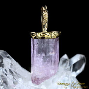 Pink Kunzite Light Language Crystal Pendant 22k