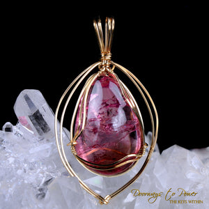 Pink Tourmaline Crystal Pendant 14k